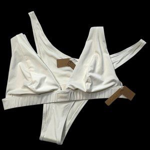 SKIMS Swim Plunge Top + Micro Tanga Bottom Bikini Set Marble‎ Womens 3X/4X